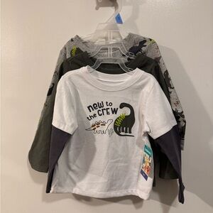NWT Boys 3-Pack of Long Sleeve Shirts with Dinosaurs Size 24 Month - Garanimals